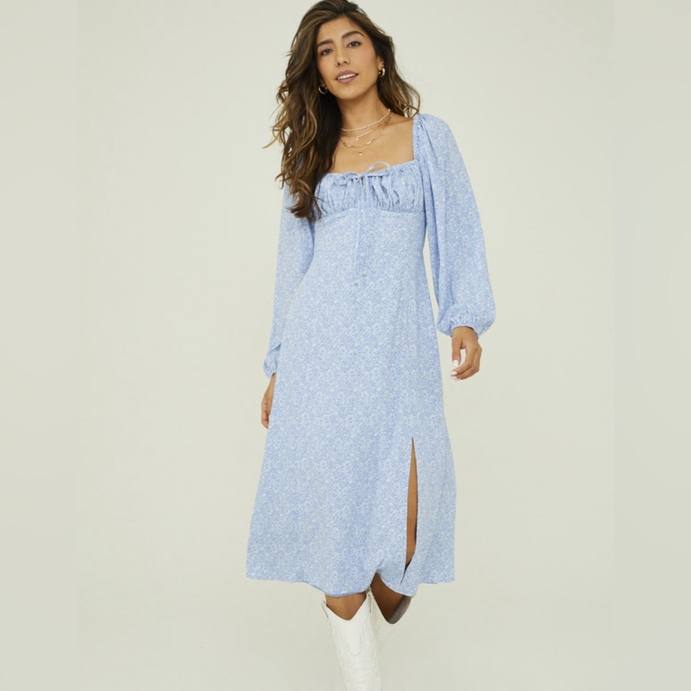 Altar’d State Jessica Floral Midi Dress in Blue Floral